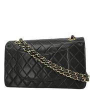 Chanel 2003-2004 Black Lambskin Medium Double Flap Shoulder Bag