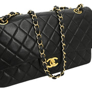 Chanel 2003-2004 Black Lambskin Medium Double Flap Shoulder Bag