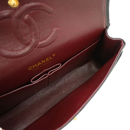Chanel 2003-2004 Black Lambskin Medium Classic Double Flap Shoulder Bag