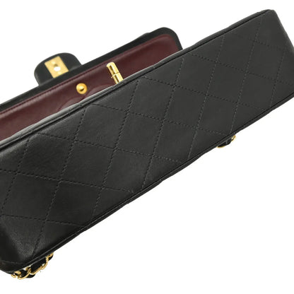 Chanel 2003-2004 Black Lambskin Medium Classic Double Flap Shoulder Bag