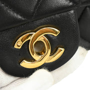 Chanel 2003-2004 Black Lambskin Medium Double Flap Shoulder Bag