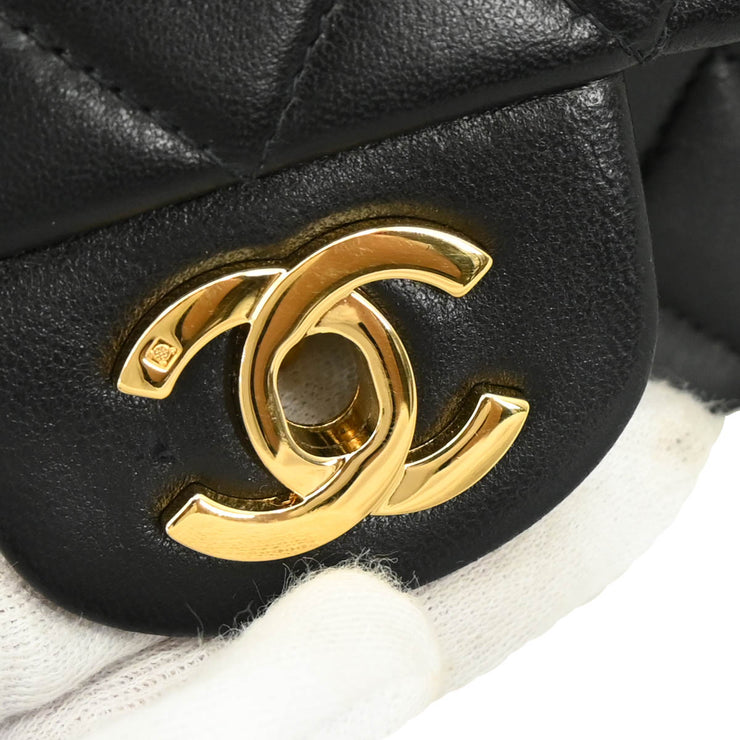 Chanel 2003-2004 Black Lambskin Medium Double Flap Shoulder Bag