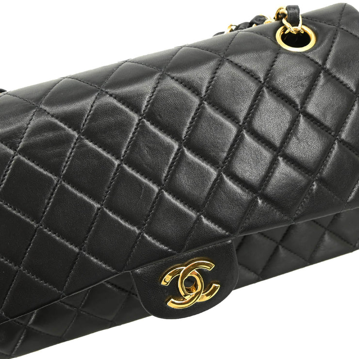 Chanel 2003-2004 Black Lambskin Medium Double Flap Shoulder Bag
