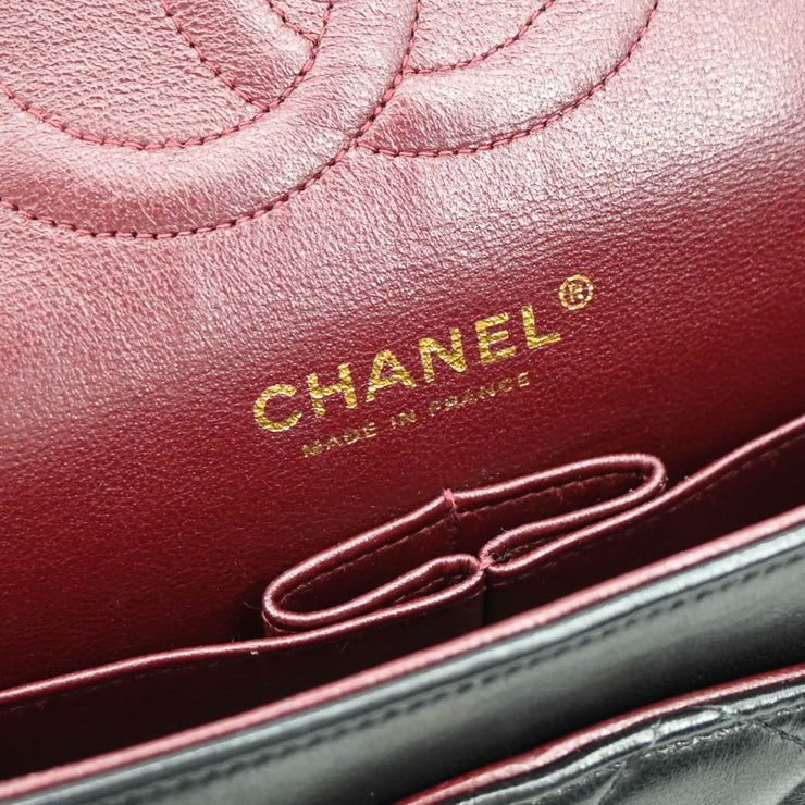Chanel 2003-2004 Black Lambskin Medium Double Flap Shoulder Bag
