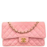 Chanel 2003-2004 Pink Caviar Medium Double Flap Shoulder Bag