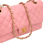 Chanel 2003-2004 Pink Caviar Medium Double Flap Shoulder Bag