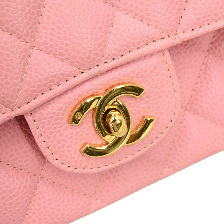 Chanel 2003-2004 Pink Caviar Medium Double Flap Shoulder Bag