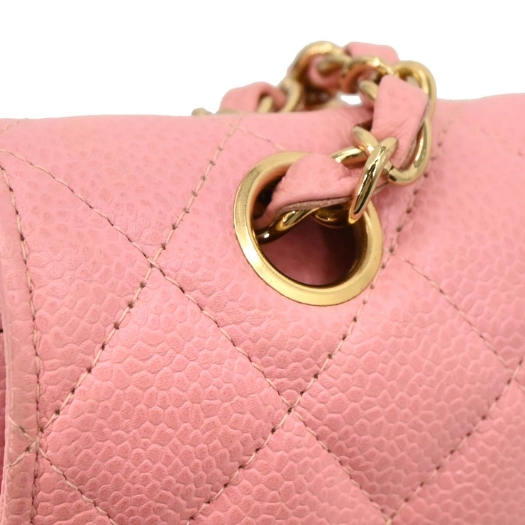 Chanel 2003-2004 Pink Caviar Medium Double Flap Shoulder Bag