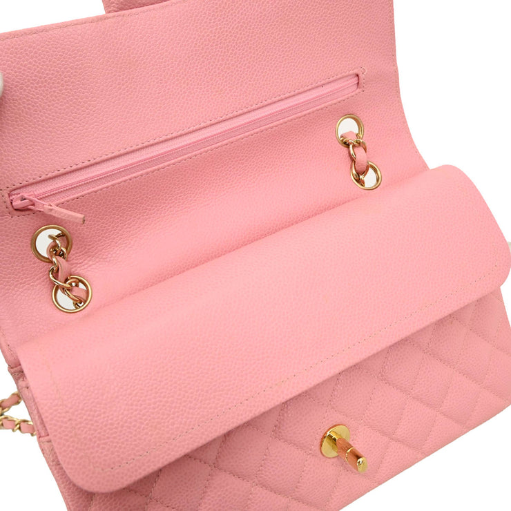 Chanel 2003-2004 Pink Caviar Medium Double Flap Shoulder Bag