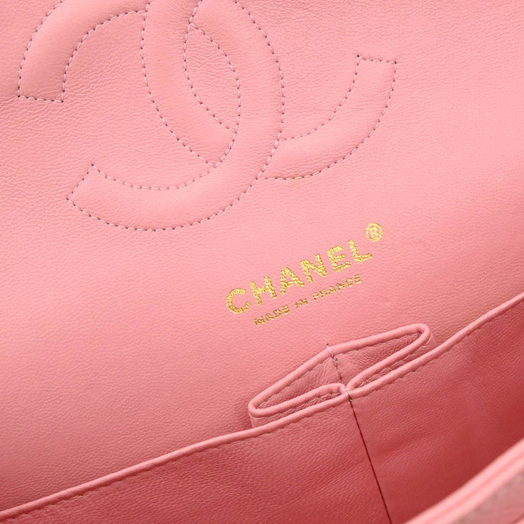 Chanel 2003-2004 Pink Caviar Medium Double Flap Shoulder Bag