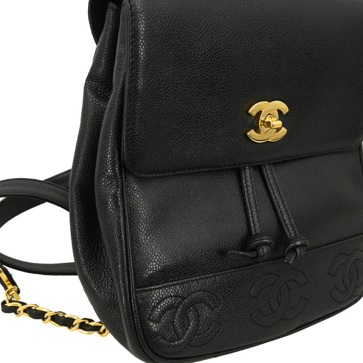 Chanel 1996-1997 Black Caviar Triple CC Backpack