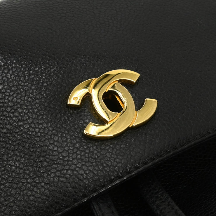 Chanel 1996-1997 Black Caviar Triple CC Backpack