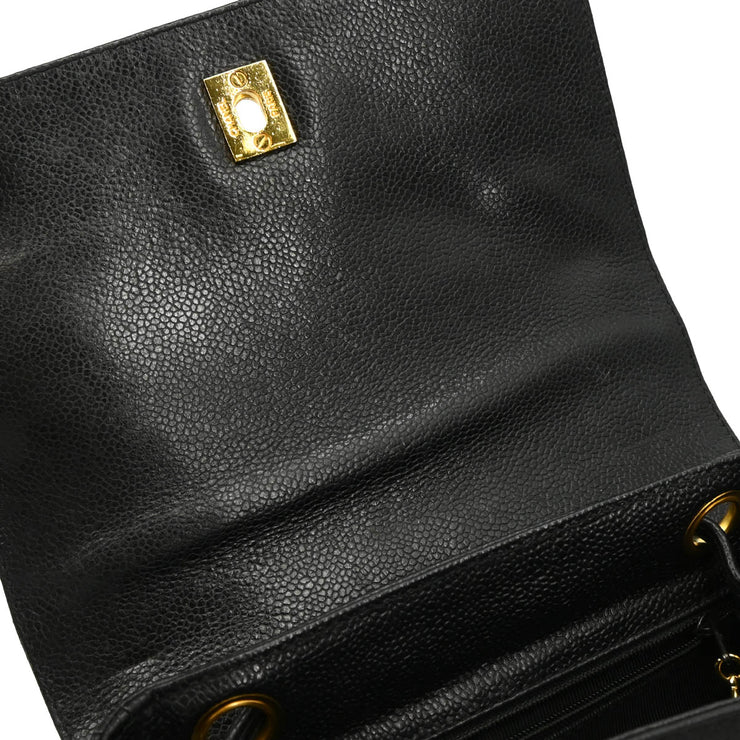 Chanel 1996-1997 Black Caviar Triple CC Backpack