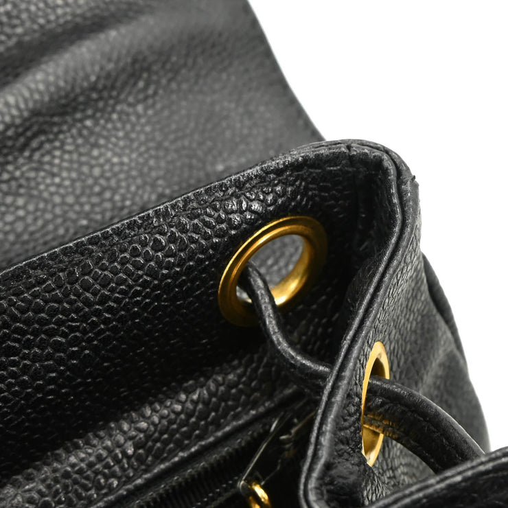 Chanel 1996-1997 Black Caviar Triple CC Backpack