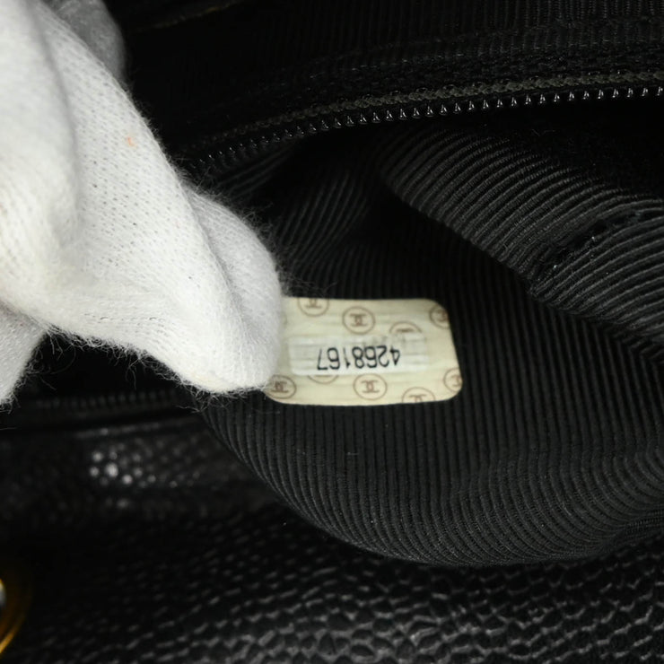 Chanel 1996-1997 Black Caviar Triple CC Backpack