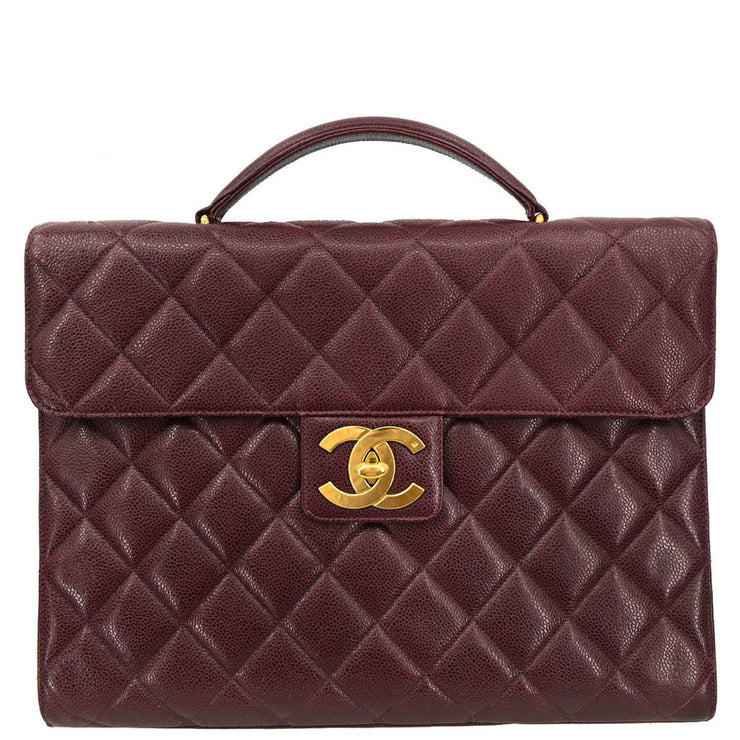 Chanel 1994 Bordeaux Caviar Briefcase Business Handbag