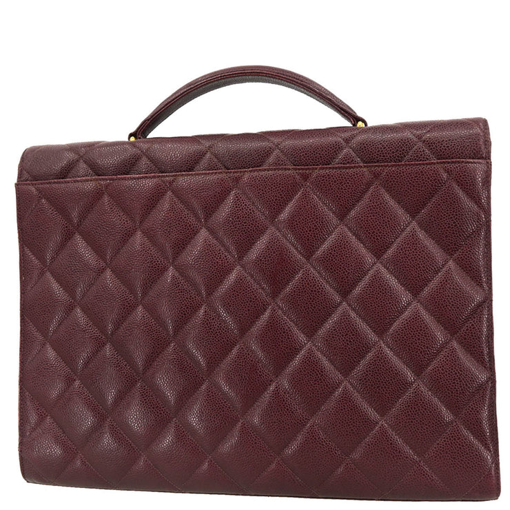 Chanel 1994 Bordeaux Caviar Briefcase Business Handbag