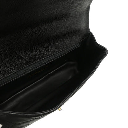 Chanel 1996-1997 Black Caviar Single Flap Shoulder Bag