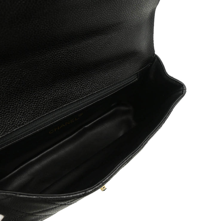 Chanel 1996-1997 Black Caviar Single Flap Shoulder Bag