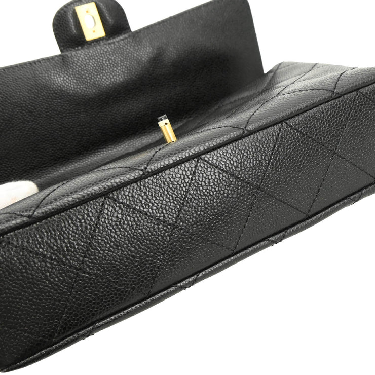 Chanel 1996-1997 Black Caviar Single Flap Shoulder Bag