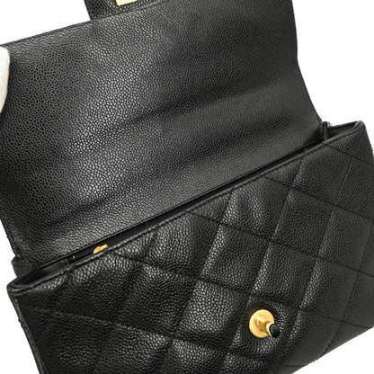 Chanel 1996-1997 Black Caviar Single Flap Shoulder Bag