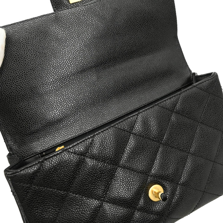 Chanel 1996-1997 Black Caviar Single Flap Shoulder Bag