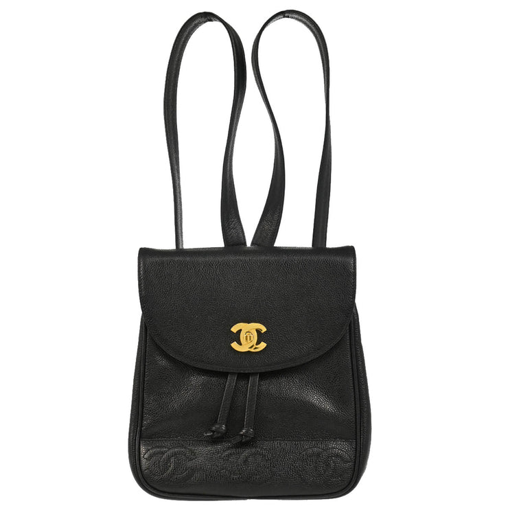 Chanel 1996-1997 Black Caviar Triple CC Backpack
