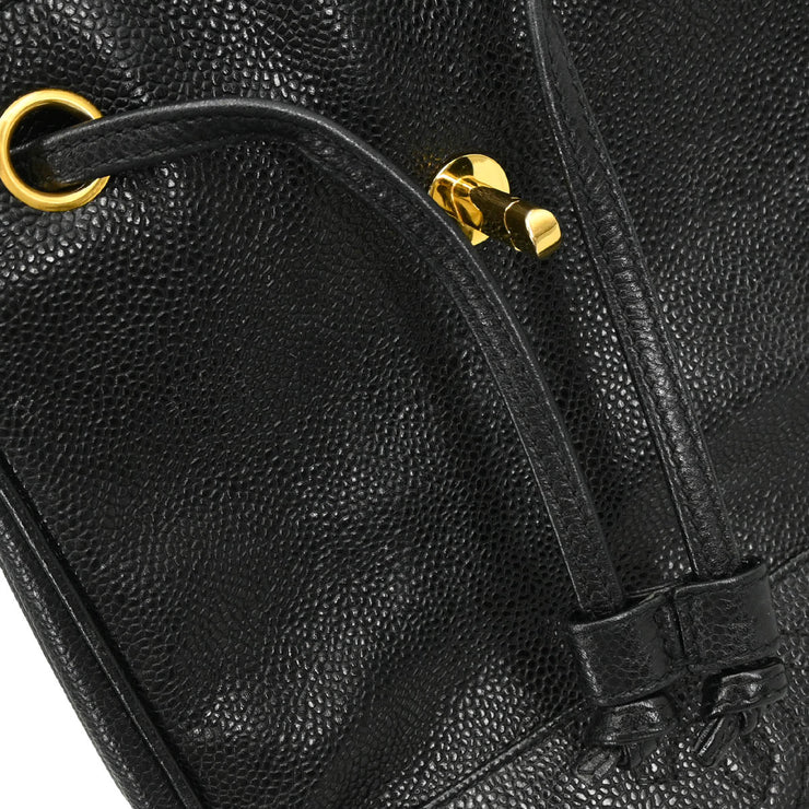Chanel 1996-1997 Black Caviar Triple CC Backpack