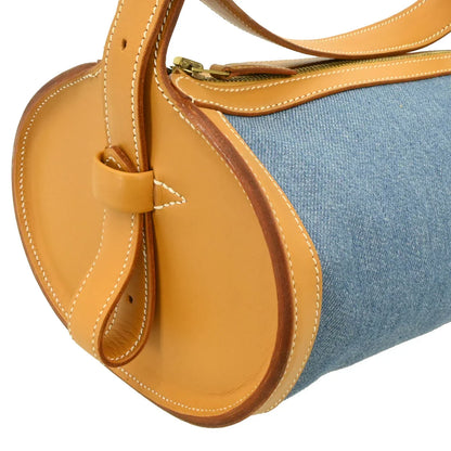 Hermes Light Blue Toile Jean Doremi GM Shoulder Bag
