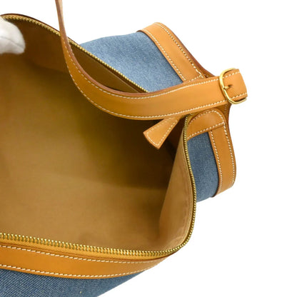 Hermes Light Blue Toile Jean Doremi GM Shoulder Bag
