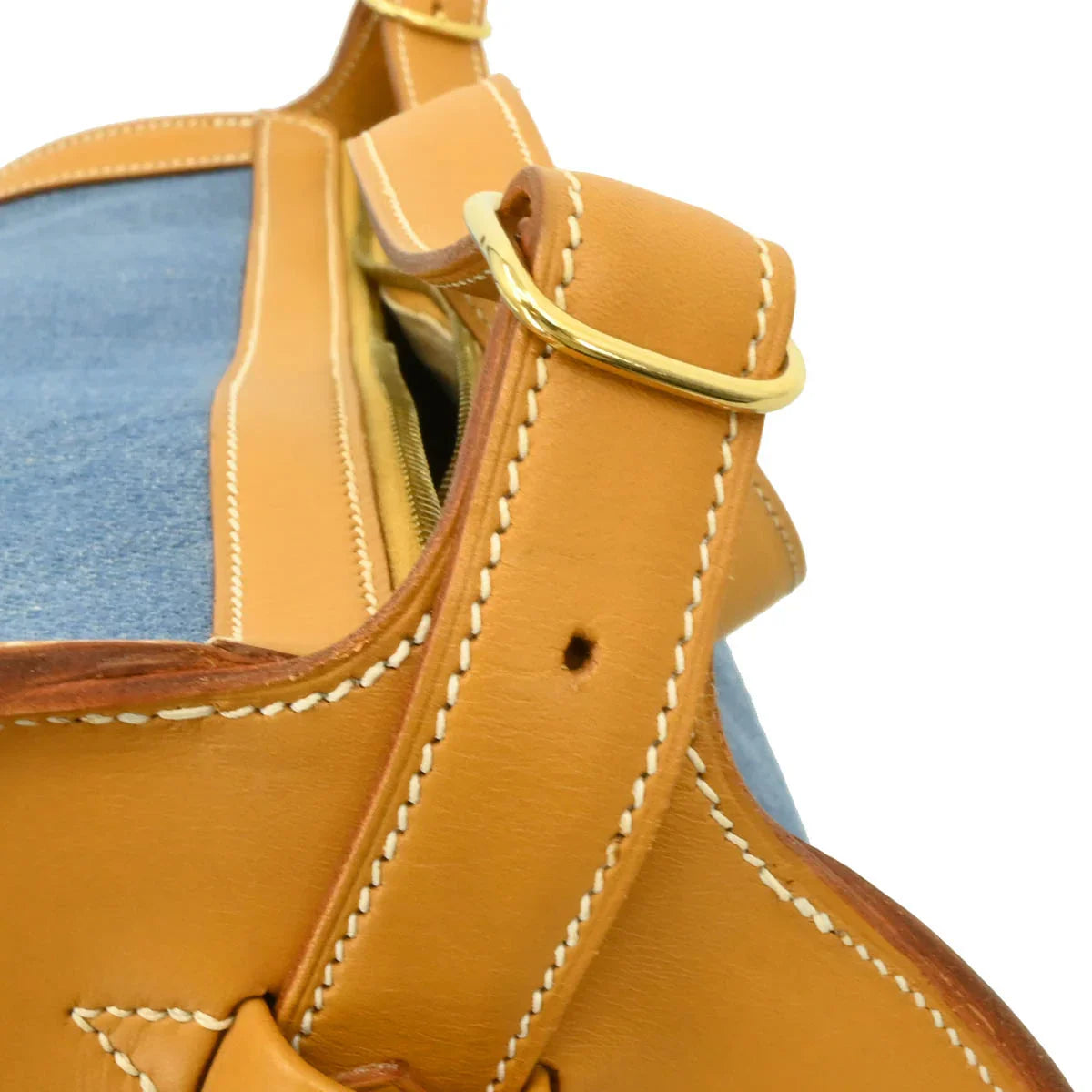 Hermes Light Blue Toile Jean Doremi GM Shoulder Bag