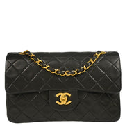 Chanel 1994-1996 Black Lambskin Small Classic Double Flap Shoulder Bag