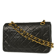 Chanel 1994-1996 Black Lambskin Small Classic Double Flap Shoulder Bag