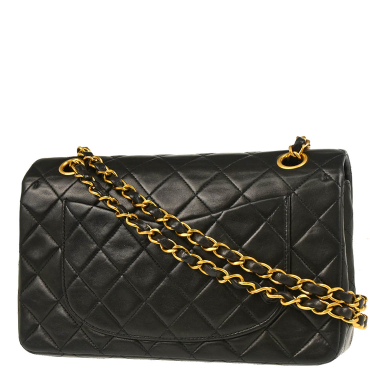 Chanel 1994-1996 Black Lambskin Small Classic Double Flap Shoulder Bag