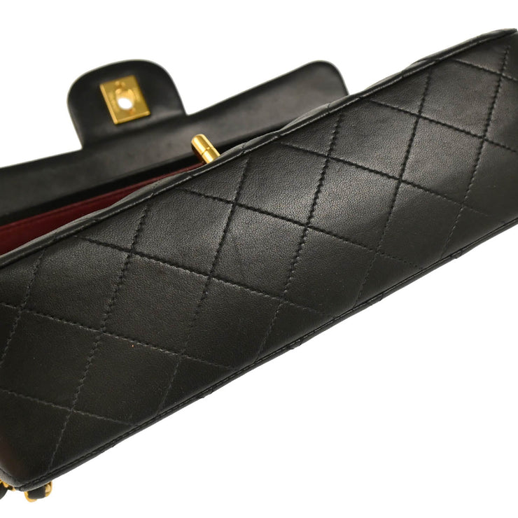 Chanel 1994-1996 Black Lambskin Small Classic Double Flap Shoulder Bag