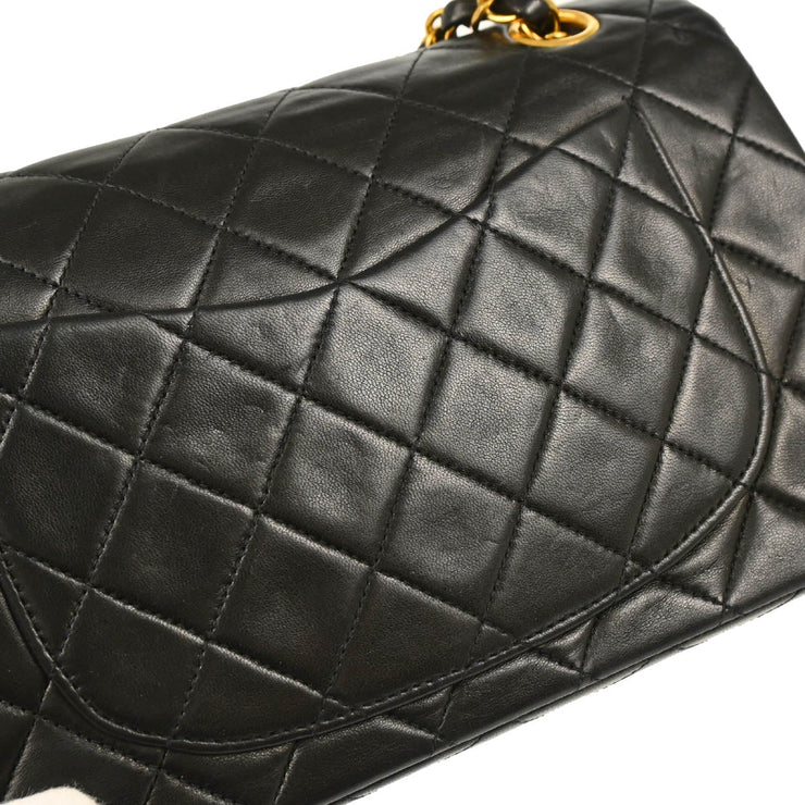 Chanel 1994-1996 Black Lambskin Small Classic Double Flap Shoulder Bag