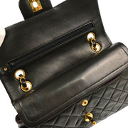 Chanel 1994-1996 Black Lambskin Small Classic Double Flap Shoulder Bag