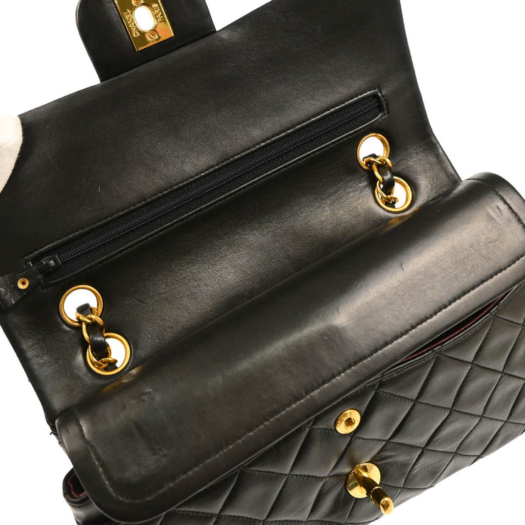 Chanel 1994-1996 Black Lambskin Small Classic Double Flap Shoulder Bag
