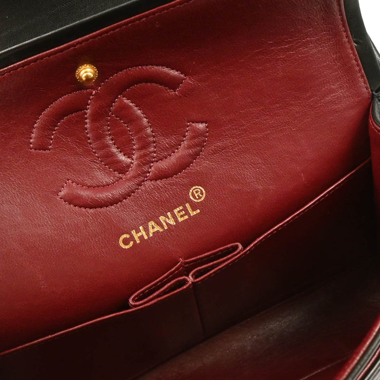 Chanel 1994-1996 Black Lambskin Small Classic Double Flap Shoulder Bag