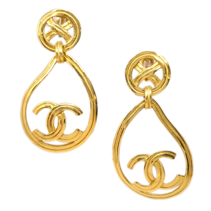 Chanel Dangle Earrings CC Clip-On Gold 96P