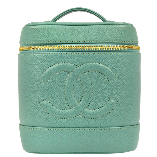 Chanel 1997-1999 Green Caviar Timeless Vanity Handbag