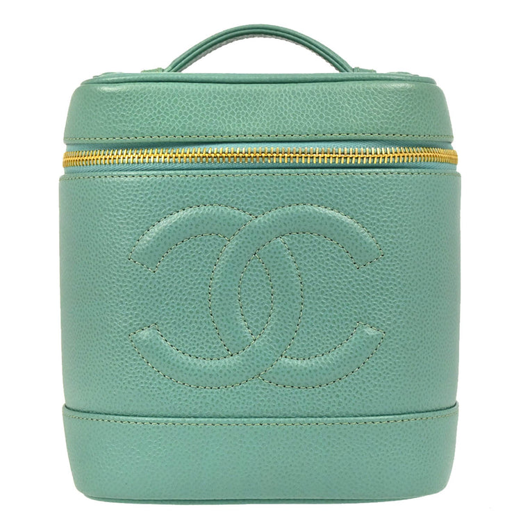 Chanel 1997-1999 Green Caviar Timeless Vanity Handbag
