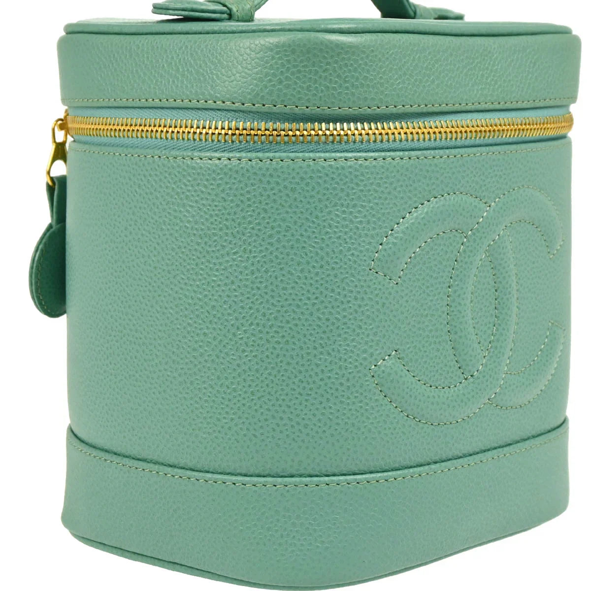Chanel 1997-1999 Green Caviar Timeless Vanity Handbag