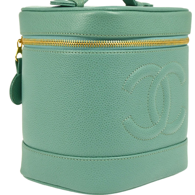 Chanel 1997-1999 Green Caviar Timeless Vanity Handbag