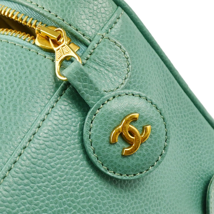Chanel 1997-1999 Green Caviar Timeless Vanity Handbag