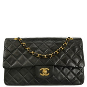 Chanel 1997-1999 Black Lambskin Medium Classic Double Flap Shoulder Bag
