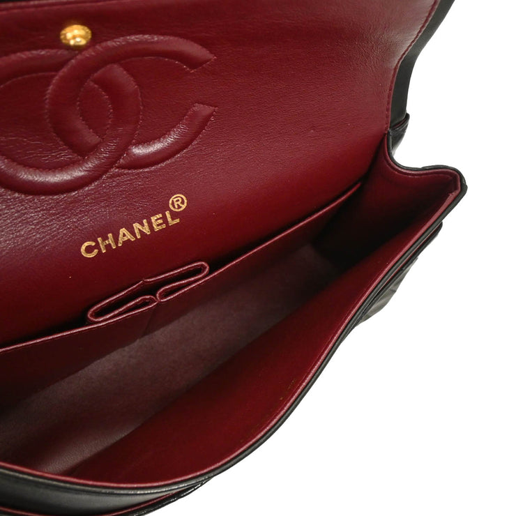 Chanel 1997-1999 Black Lambskin Medium Classic Double Flap Shoulder Bag