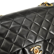 Chanel 1997-1999 Black Lambskin Medium Classic Double Flap Shoulder Bag