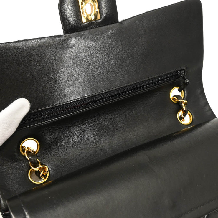 Chanel 1997-1999 Black Lambskin Medium Classic Double Flap Shoulder Bag