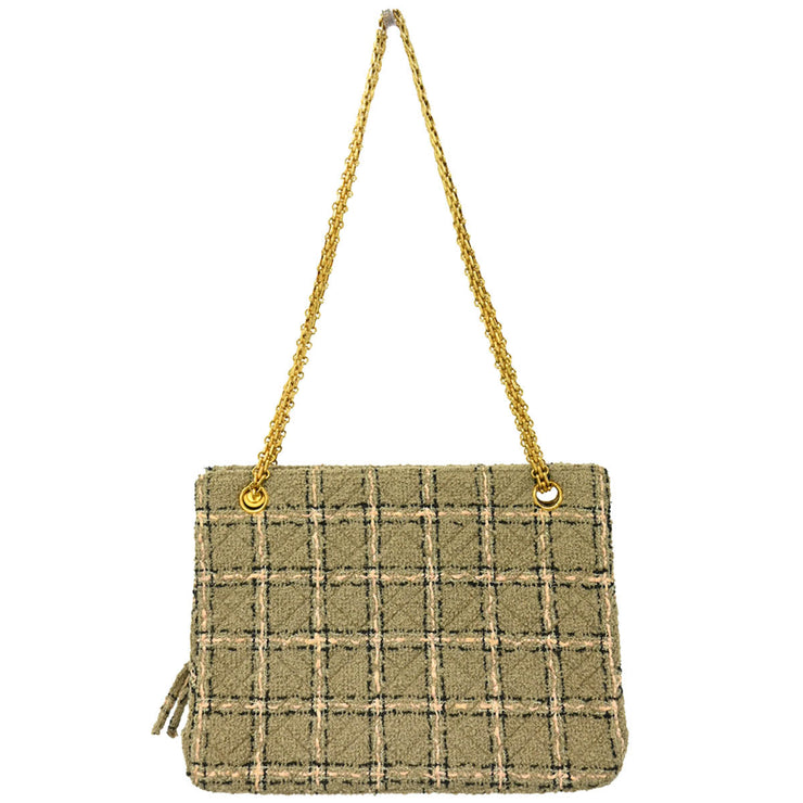 Chanel 1994-1996 Gray Tweed Chain Shoulder Bag